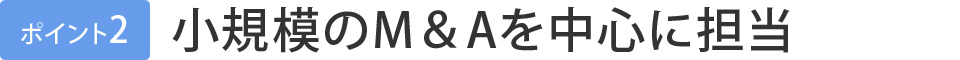 ポイント2.小規模のM&Aを中心に担当